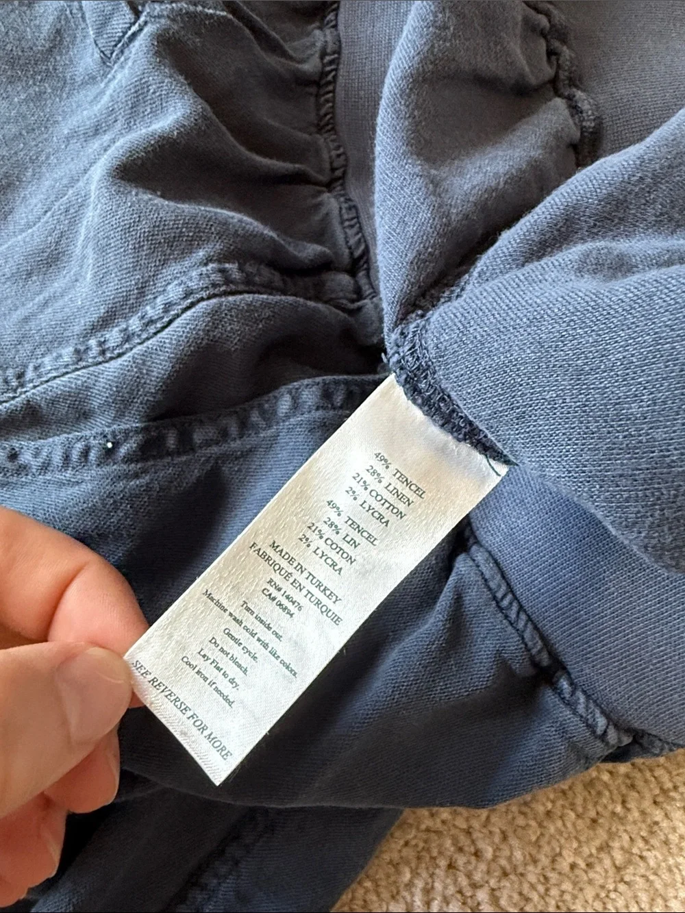 Faherty Arlie Day Linen Blend Jogger Pant in Navy Blue - Picture 6 of 9